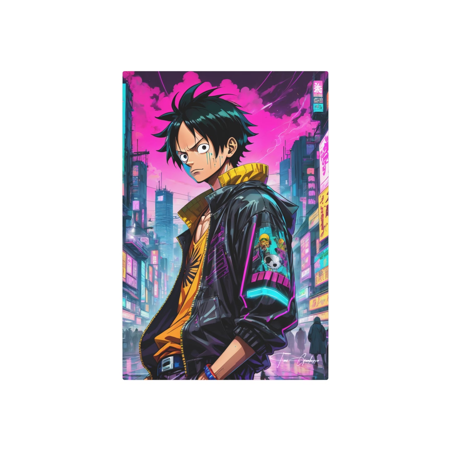 Cyberpunk Luffy 🇺🇸 US Shipping - Anime Art on Metal Poster