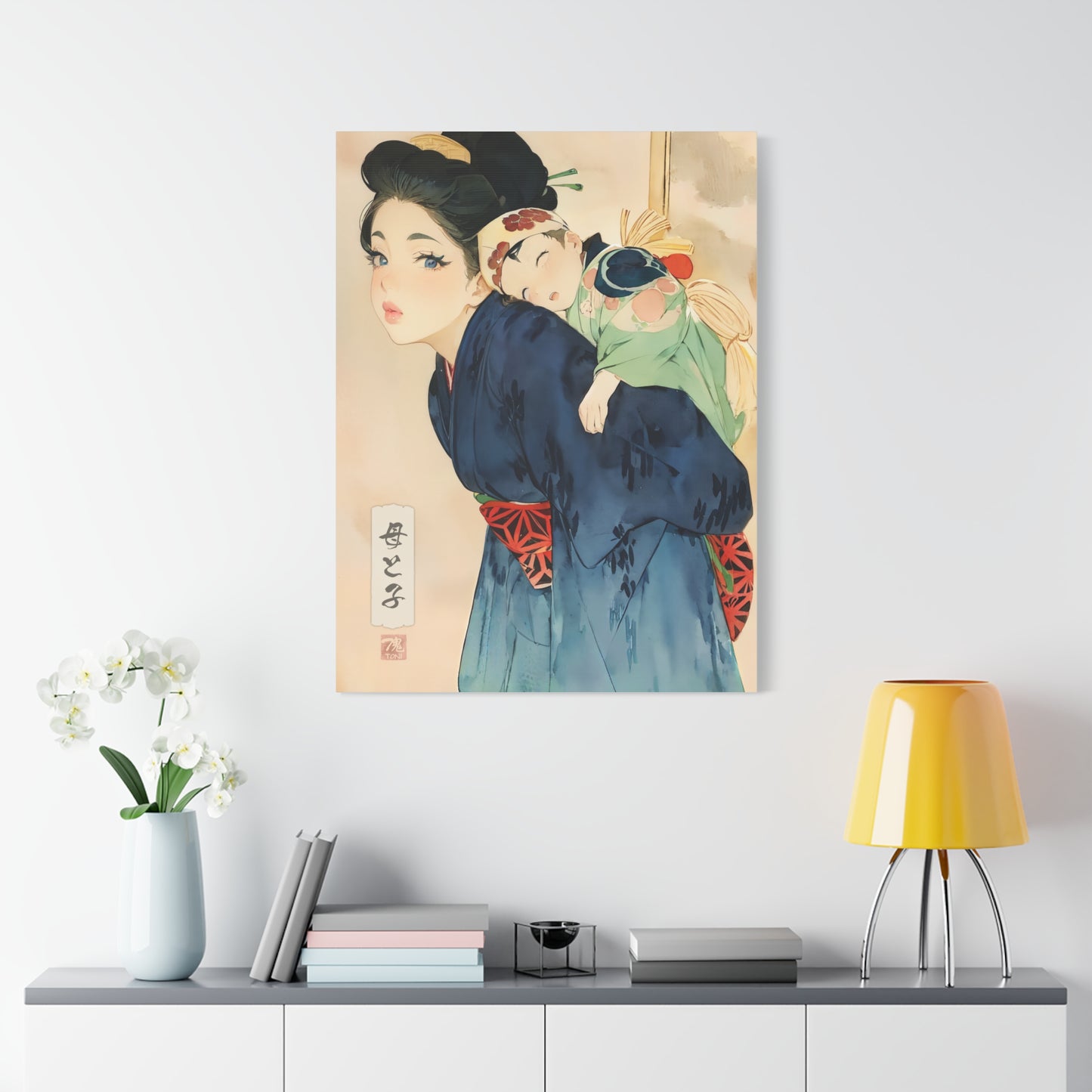 Ukiyo-e Art - Mother and child • Traditional Japanese Art on high quality Canvas