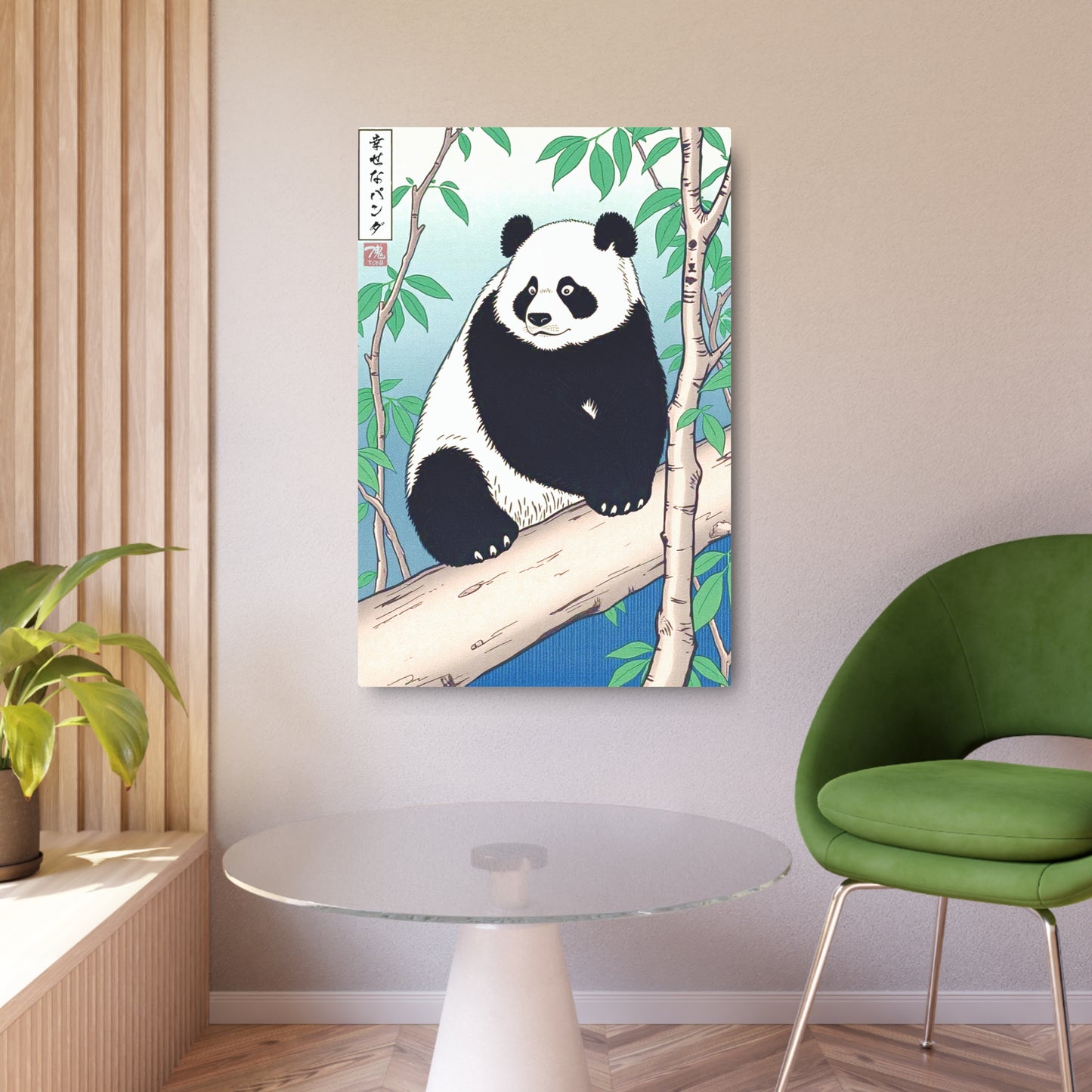 Ukiyo-e Art - Happy Panda 🇺🇸 US Shipping - Traditional Japanese Art on Metal Poster