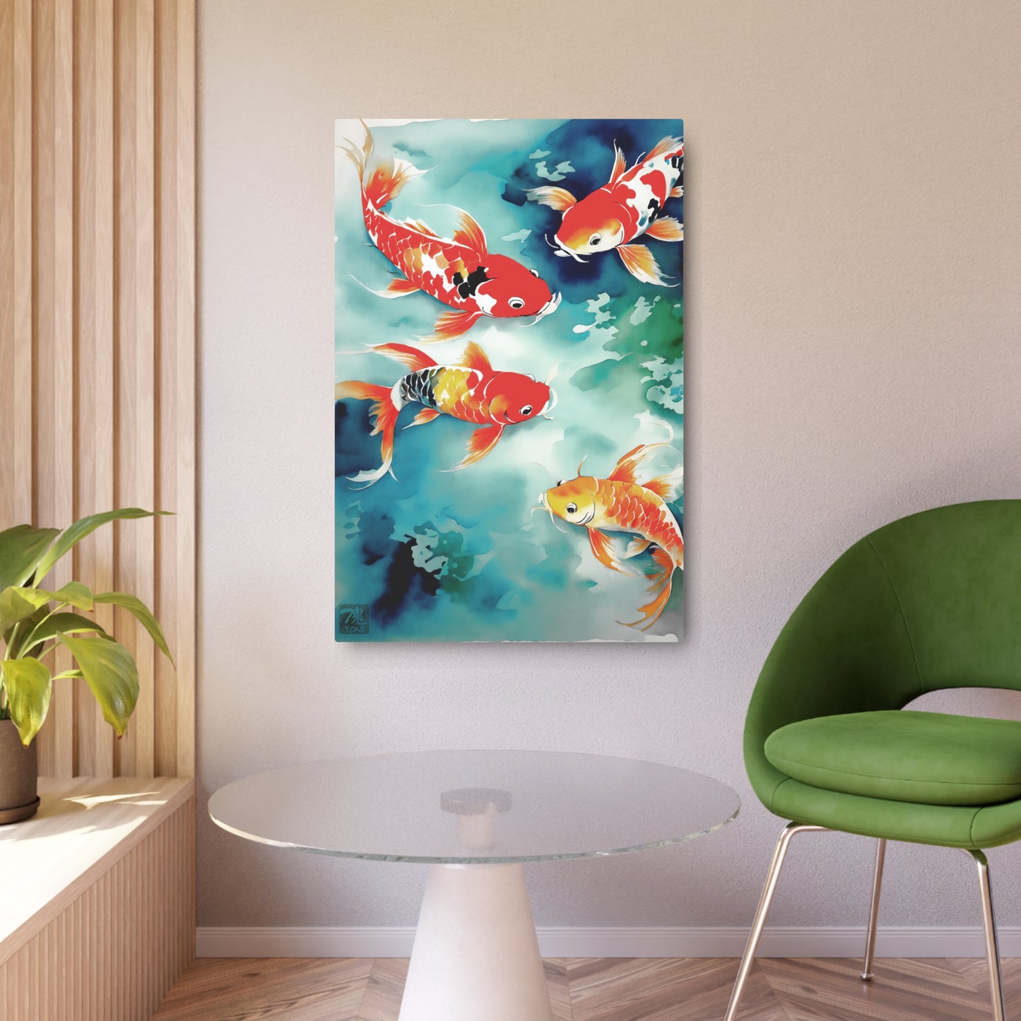 Sumi-e Art - Koi Pond 🇺🇸 US Shipping - Traditional Japanese Art on Metal Poster