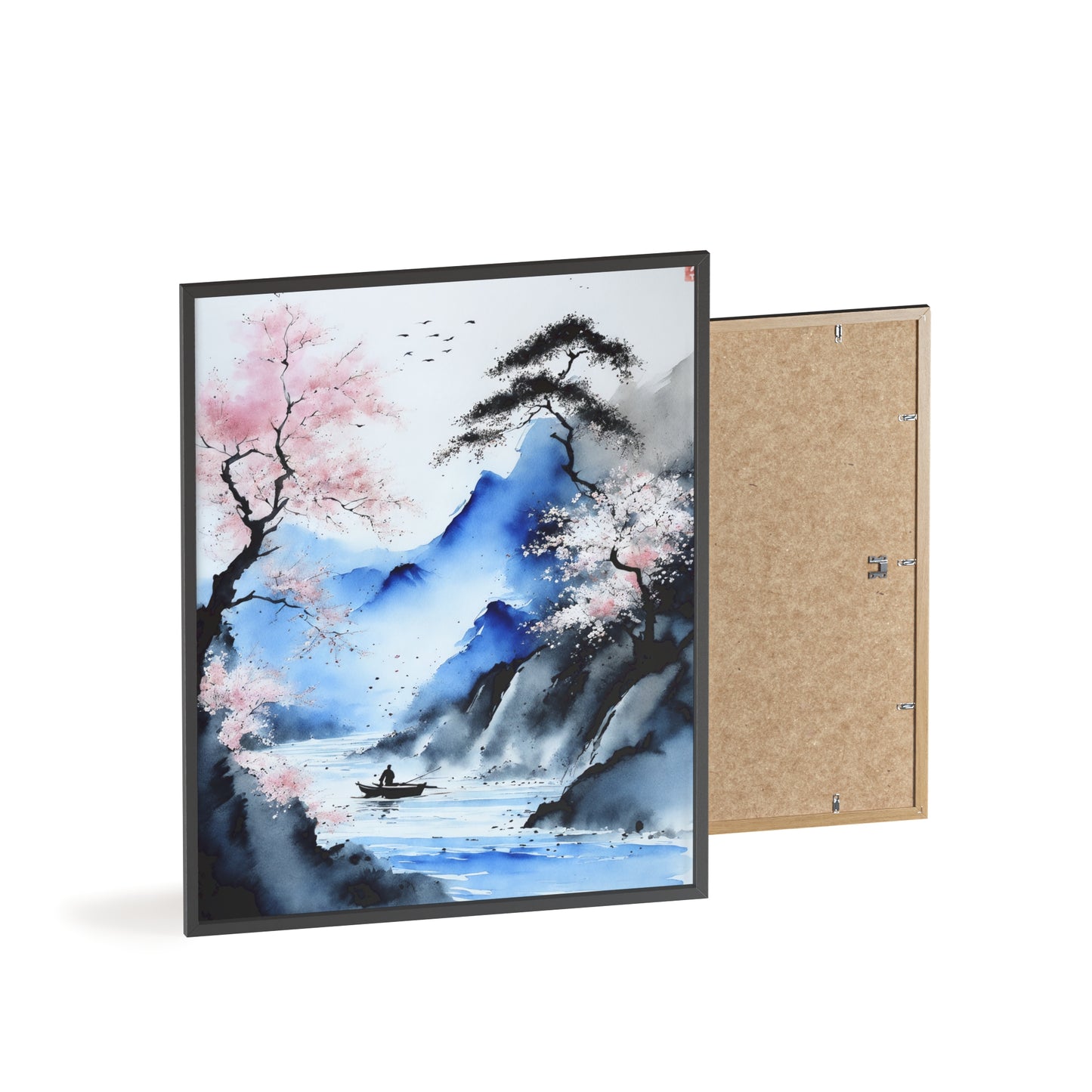 Sumi-e Art - Silent waters • Traditional Japanese Art • Framed