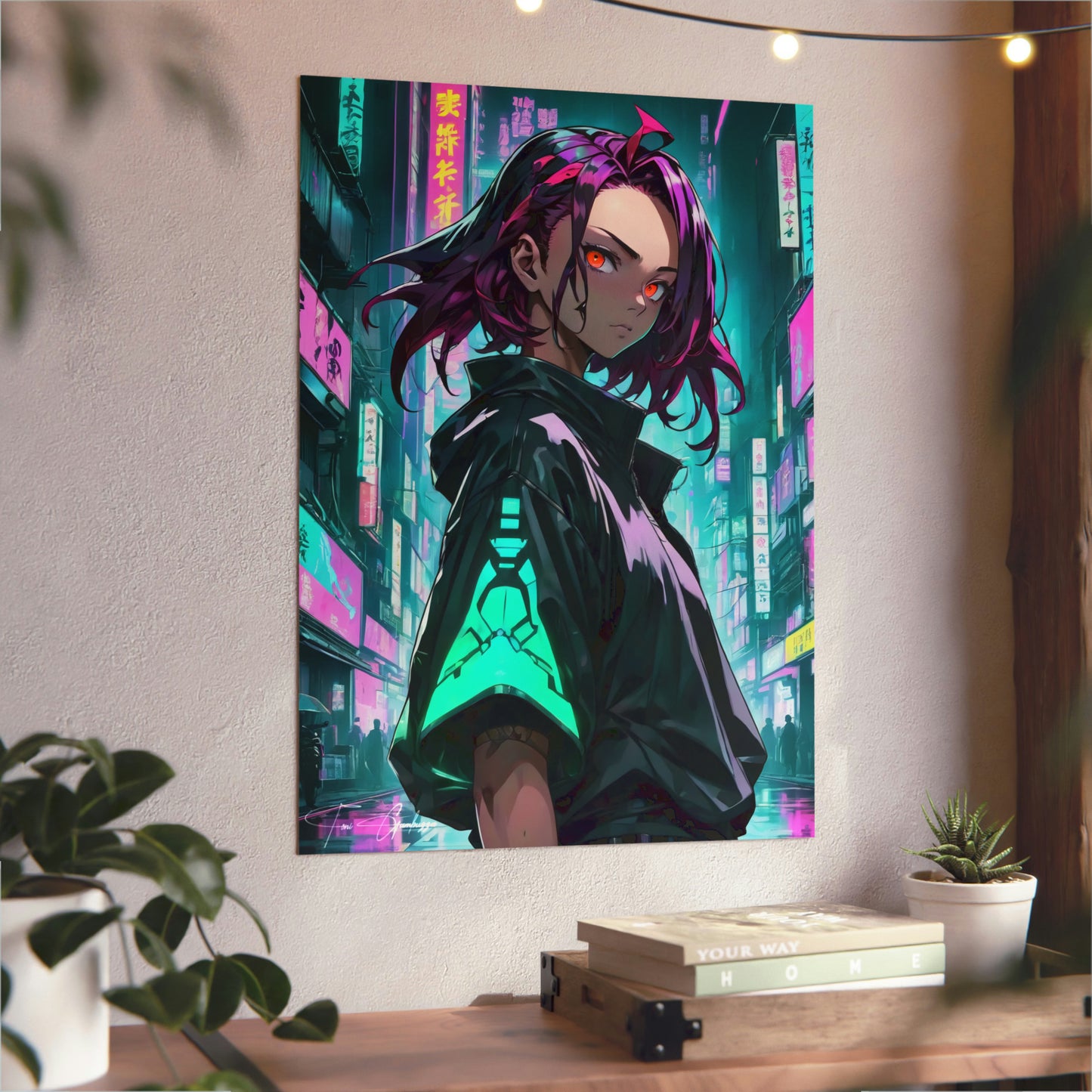 Cyberpunk Tanjirō 🇩🇪 GER Shipping - Anime Art on Metal Poster