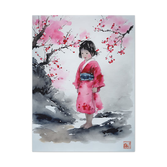 Sumi-e Art  - Lonely Girl • Traditional Japanese Art on high quality Canvas