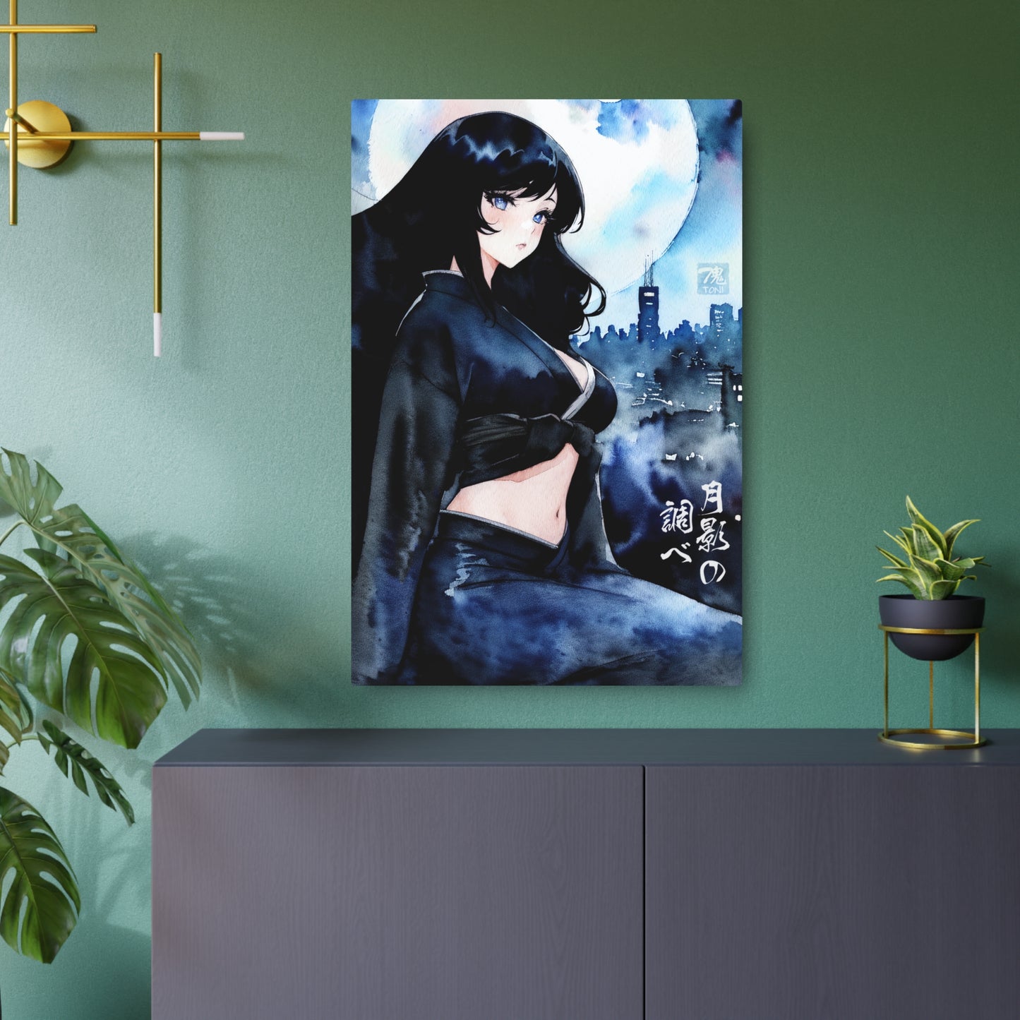 Melody of the Moonlight 🇺🇸 US Shipping - Watercolor Anime Art on Metal Poster