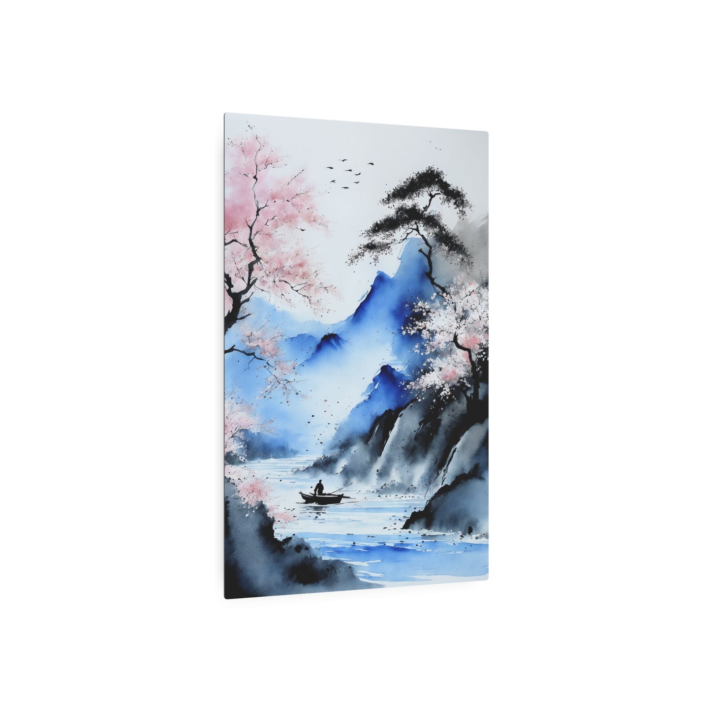 Sumi-e Art - Silent waters 🇺🇸 US Shipping - Traditional Japanese Art on Metal Poster