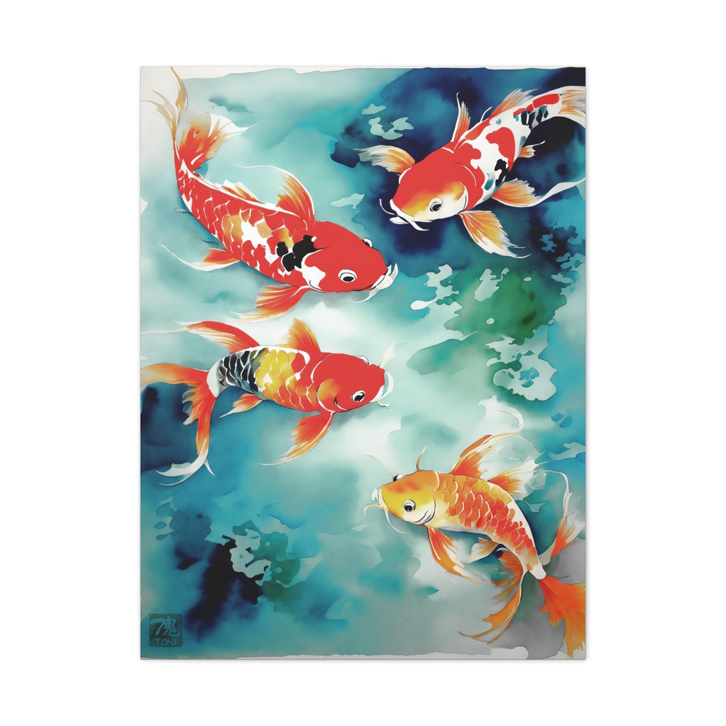 Sumi-e Art  - Koi Pond • Traditional Japanese Art on high quality Canvas