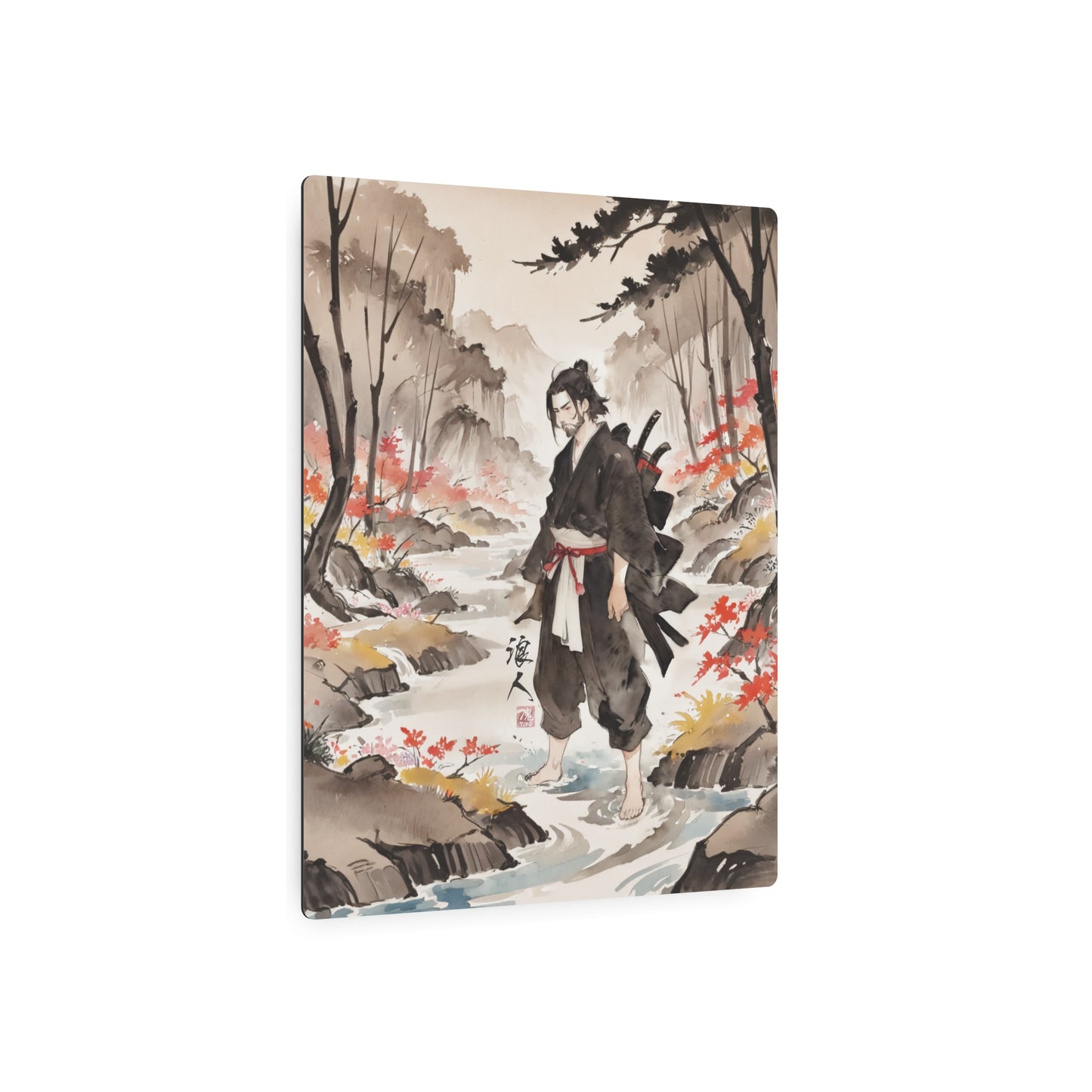 Sumi-e Art - Ronin 🇺🇸 US Shipping - Traditional Japanese Art on Metal Poster