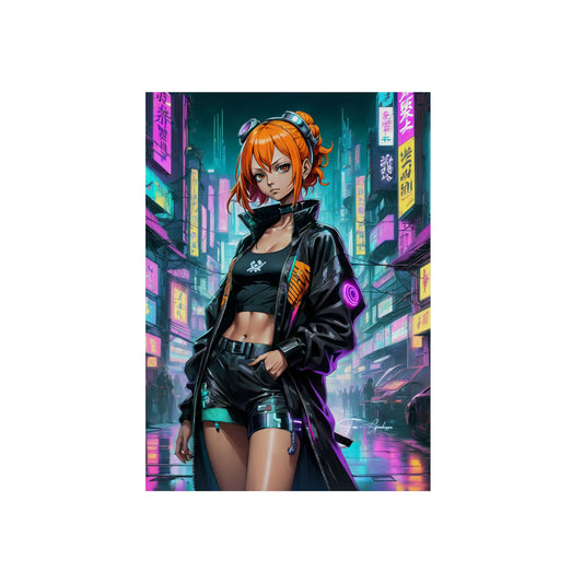 Cyberpunk Nami 🇩🇪 GER Shipping - Anime Art on Metal Poster