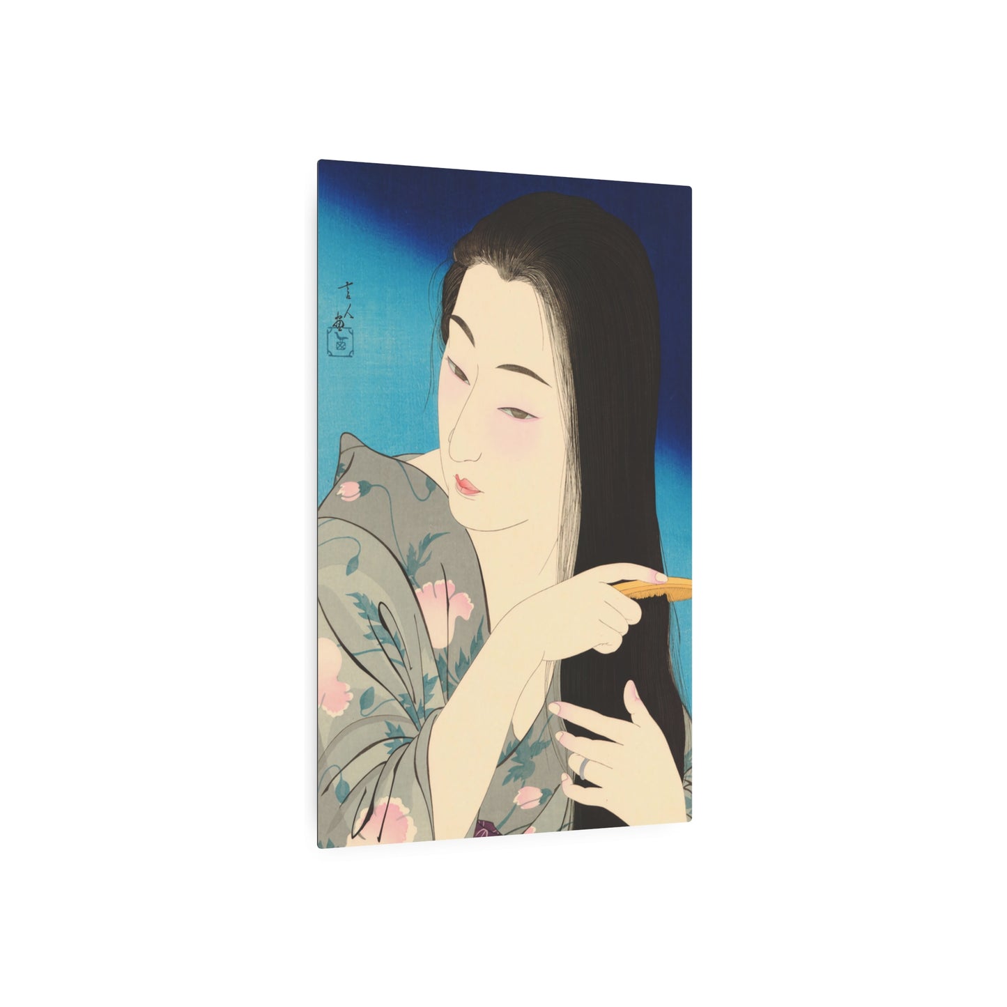 Ukiyo-e Art - Hair Combing - Torii Kotondo 🇺🇸 US Shipping - Traditional Japanese Art on Metal Poster