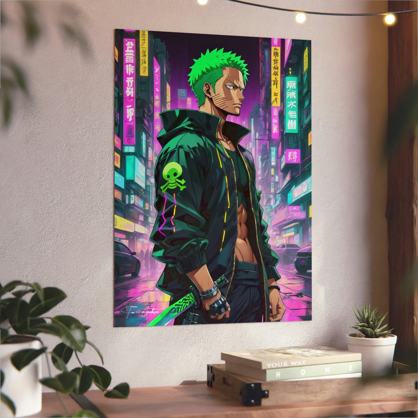 Cyberpunk Zoro 🇩🇪 GER Shipping - Anime Art on Metal Poster