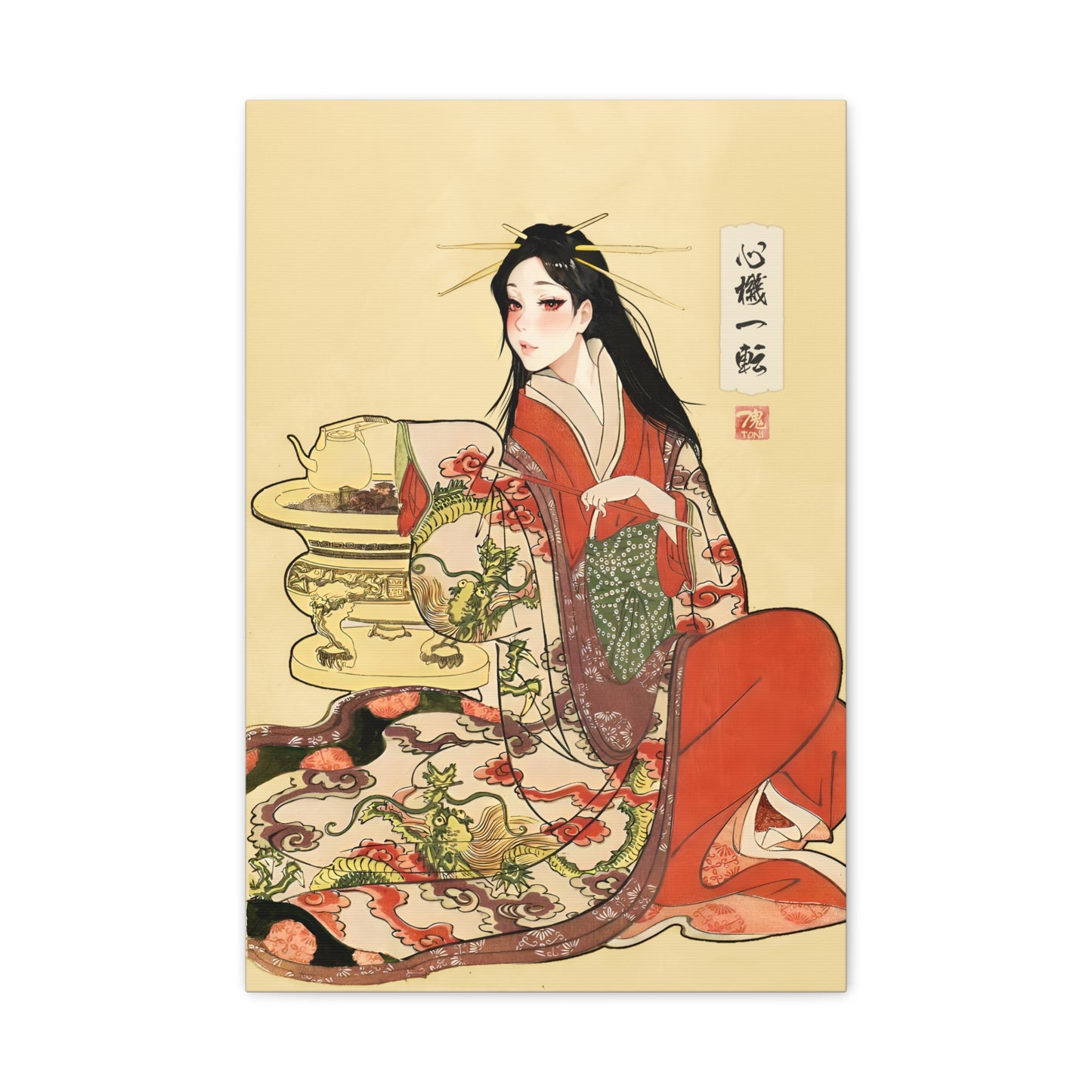 Ukiyo-e Art  - Turning over a new leaf • Traditional Japanese Art on high quality Canvas