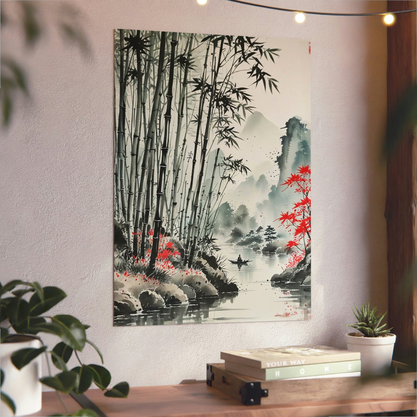 Sumi-e Art - Bamboo Pond 🇩🇪 GER Shipping - Traditional Japanese Art on Metal Poster