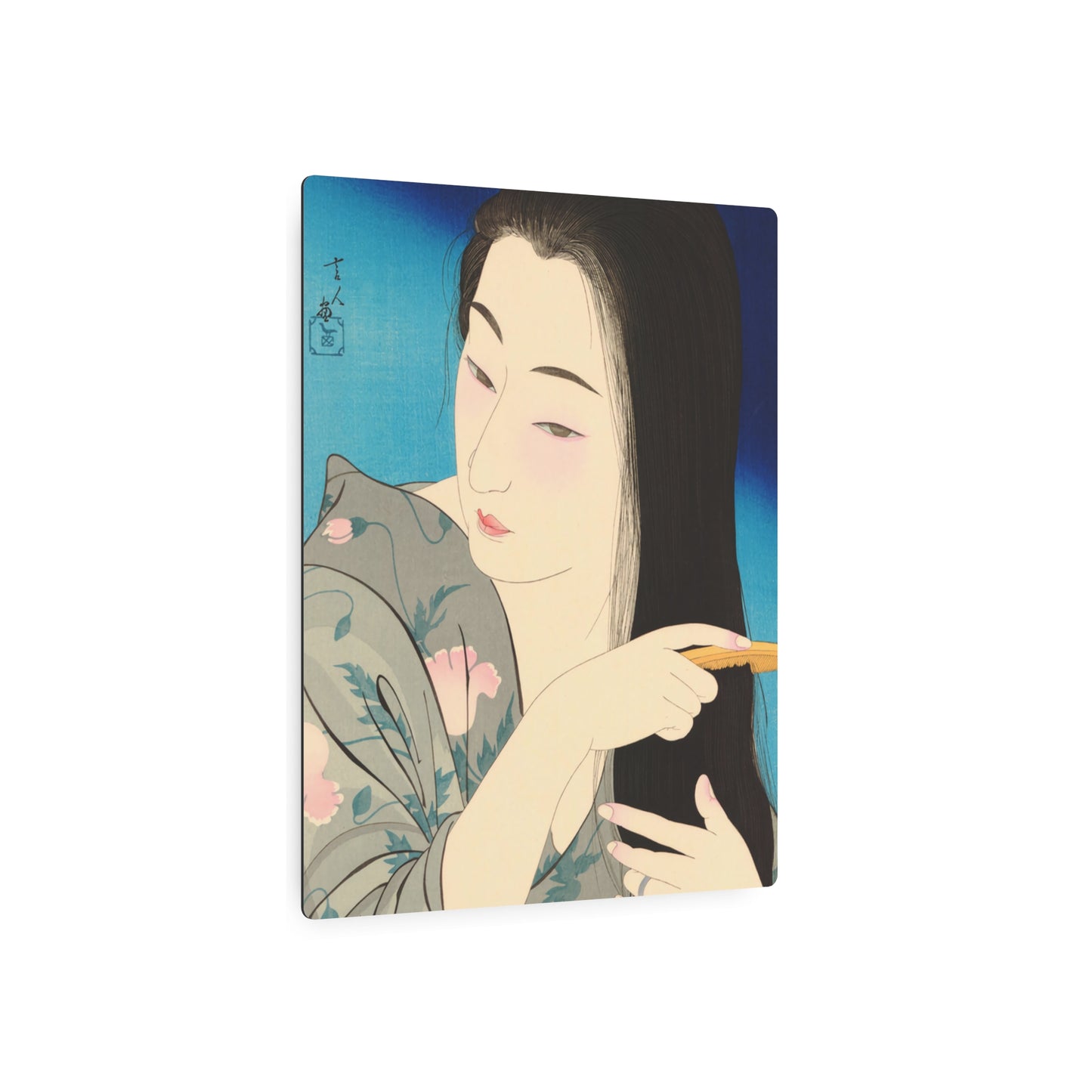 Ukiyo-e Art - Hair Combing - Torii Kotondo 🇺🇸 US Shipping - Traditional Japanese Art on Metal Poster