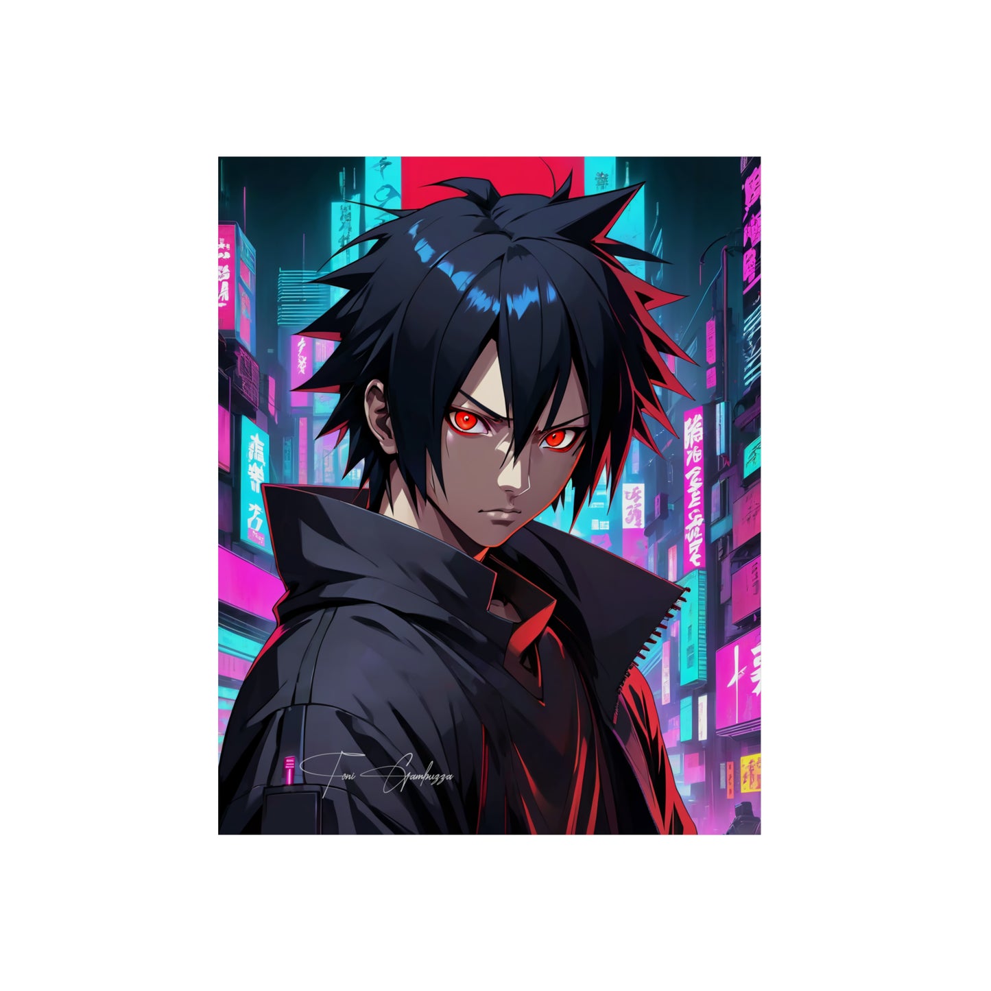 Cyberpunk Sasuke 🇩🇪 GER Shipping - Anime Art on Metal Poster