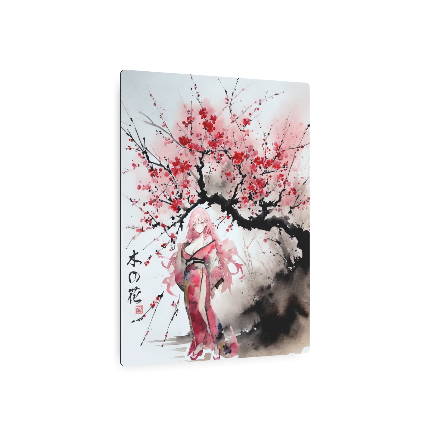 Sumi-Manga Art - Cherry Yokai 🇺🇸 US Shipping - Traditional Japanese Art on Metal Poster