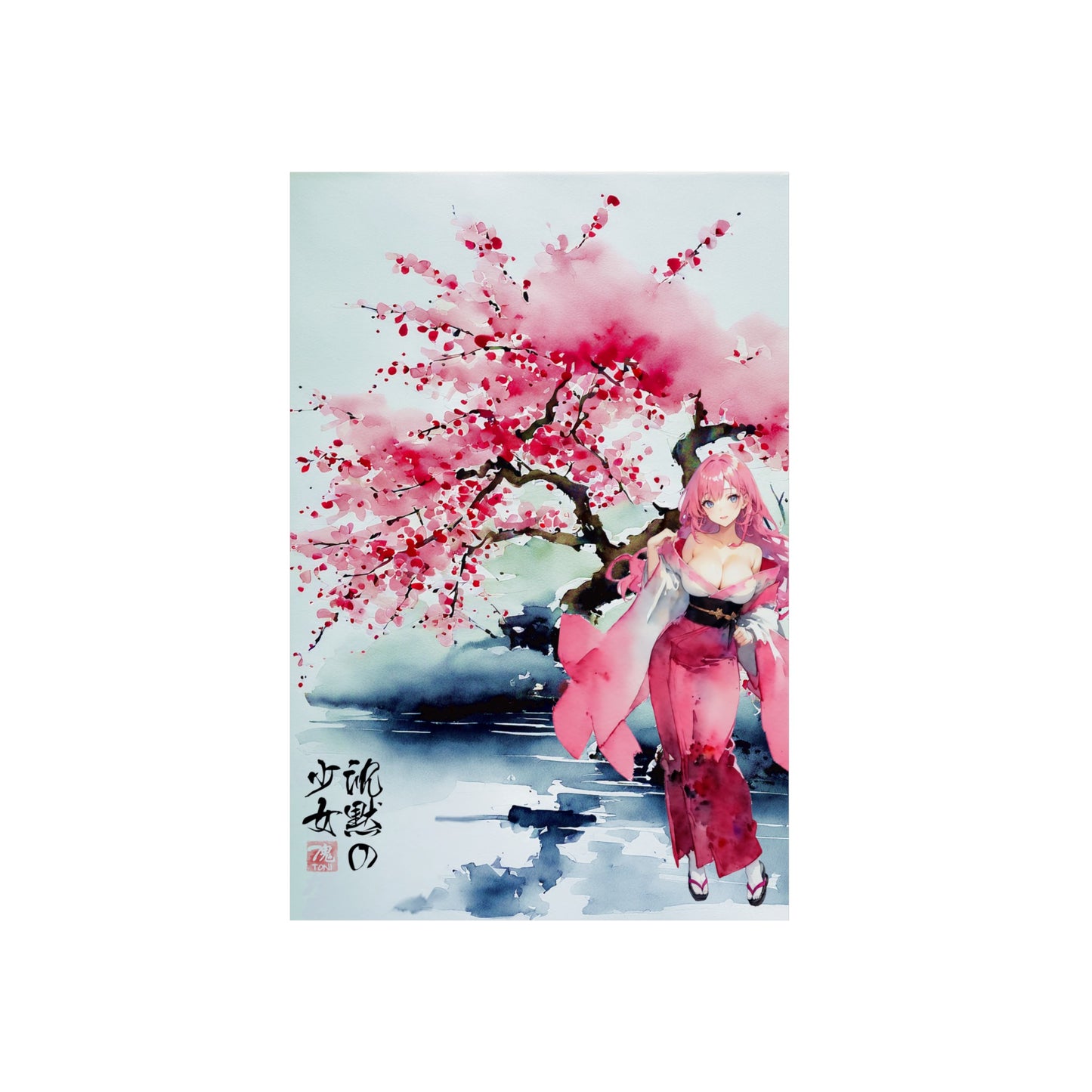 Sumi-e Art - Die stille Dame 🇩🇪 GER Shipping - Traditional Japanese Art on Metal Poster