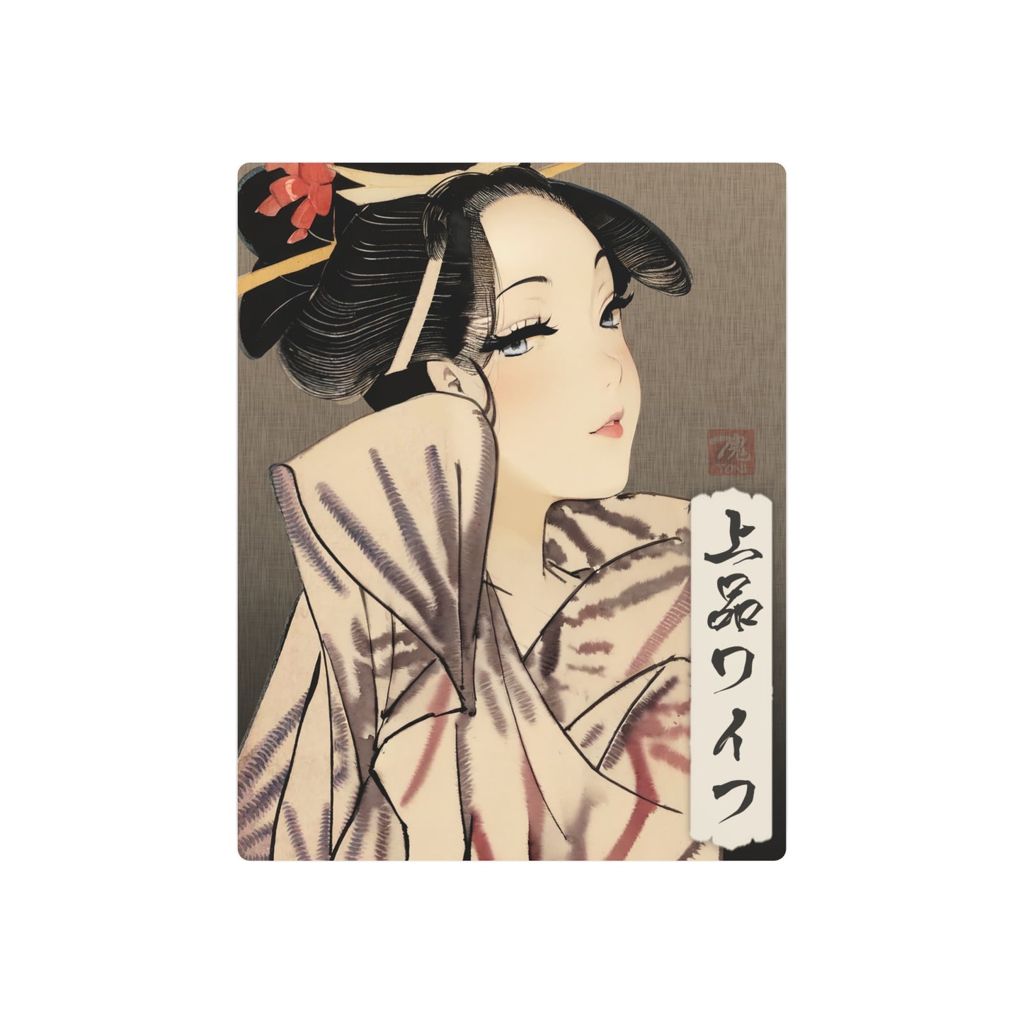 Ukiyo-e Art - Elegant Waifu 🇺🇸 US Shipping - Traditional Japanese Art on Metal Poster