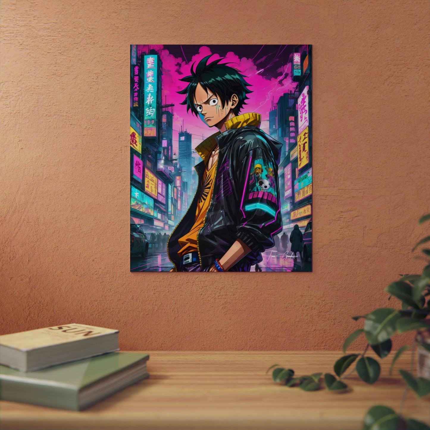 Cyberpunk Luffy 🇩🇪 GER Shipping - Anime Art on Metal Poster