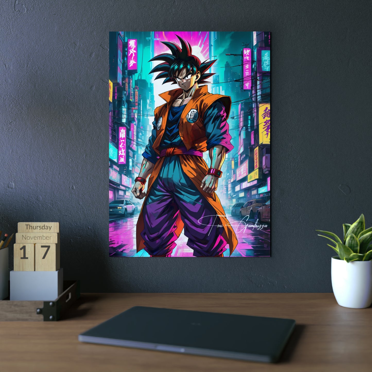 Cyberpunk Saiyan 🇩🇪 GER Shipping - Anime Art on Metal Poster