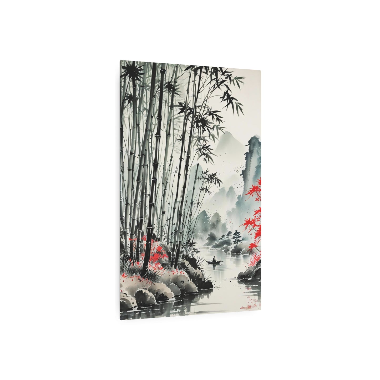 Sumi-e Art - Bamboo Pond 🇺🇸 US Shipping - Traditional Japanese Art on Metal Poster