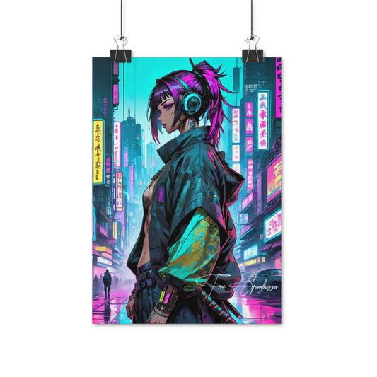 Cyberpunk Waifu - Anime Art on high quality poster