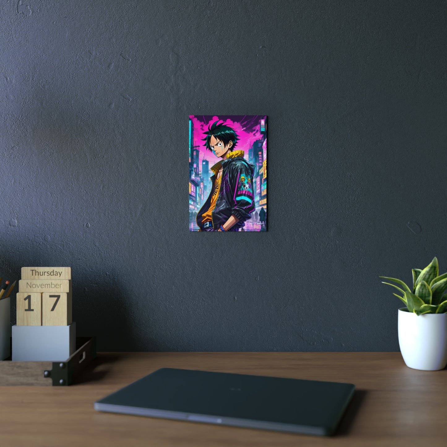 Cyberpunk Luffy 🇩🇪 GER Shipping - Anime Art on Metal Poster