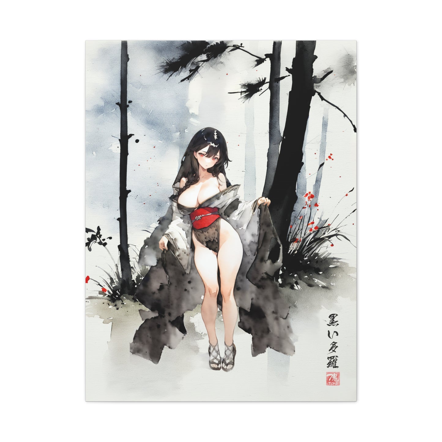 Sumi-e Art  - Kuroi Tara • Traditional Japanese Art on high quality Canvas