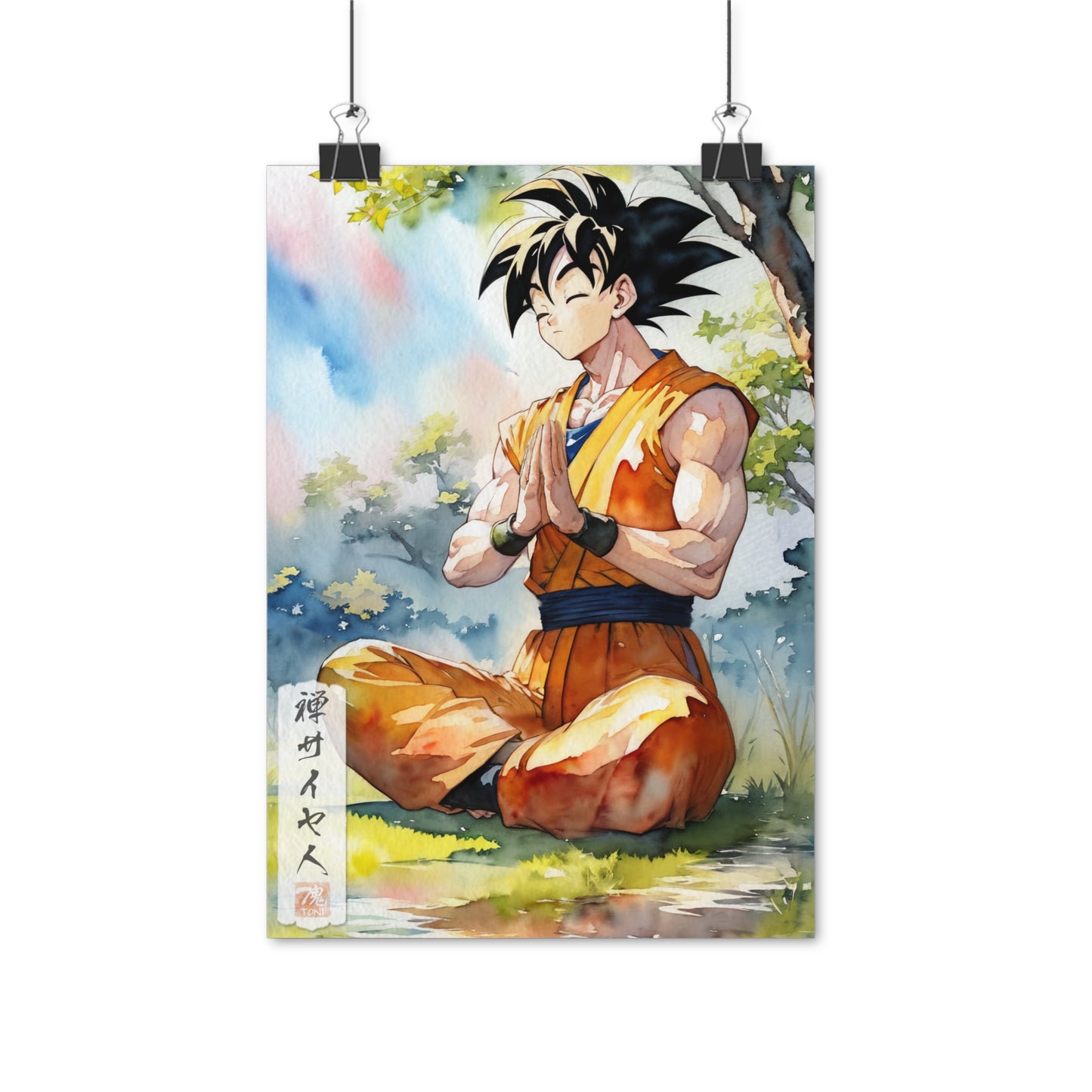 Zen Saiyajin - Watercolor Anime Art on high quality poster