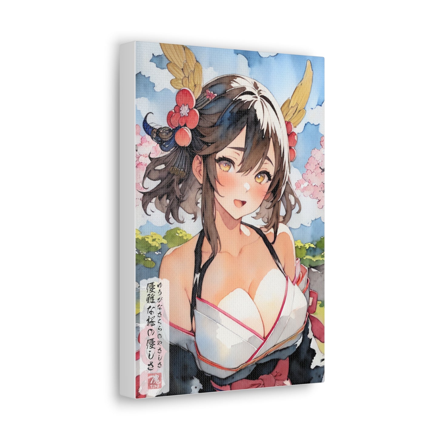 Canvas - Sakura's gentleness - Watercolor Anime Art on high quality Canvas