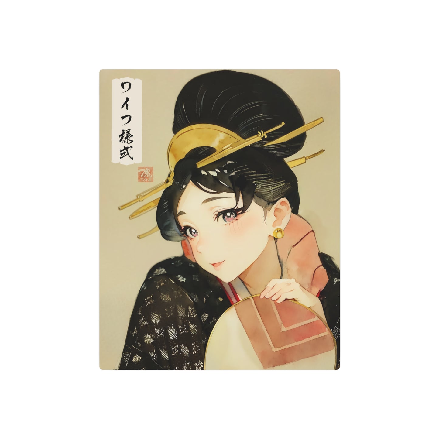 Ukiyo-e Art - Waifu Style 🇺🇸 US Shipping - Traditional Japanese Art on Metal Poster