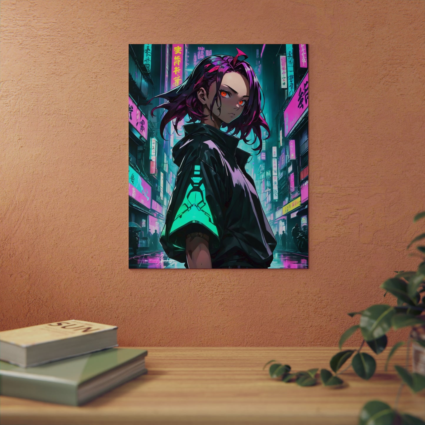 Cyberpunk Tanjirō 🇩🇪 GER Shipping - Anime Art on Metal Poster