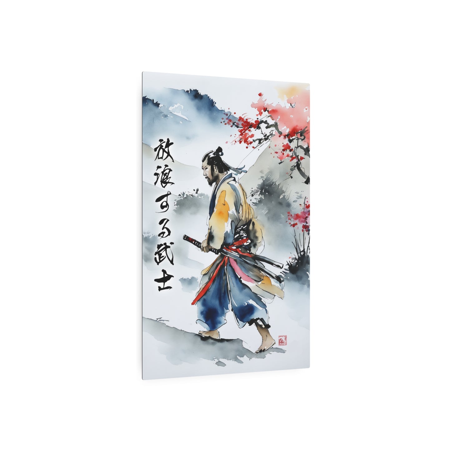 Sumi-e Art - Wandering Samurai 🇺🇸 US Shipping - Traditional Japanese Art on Metal Poster