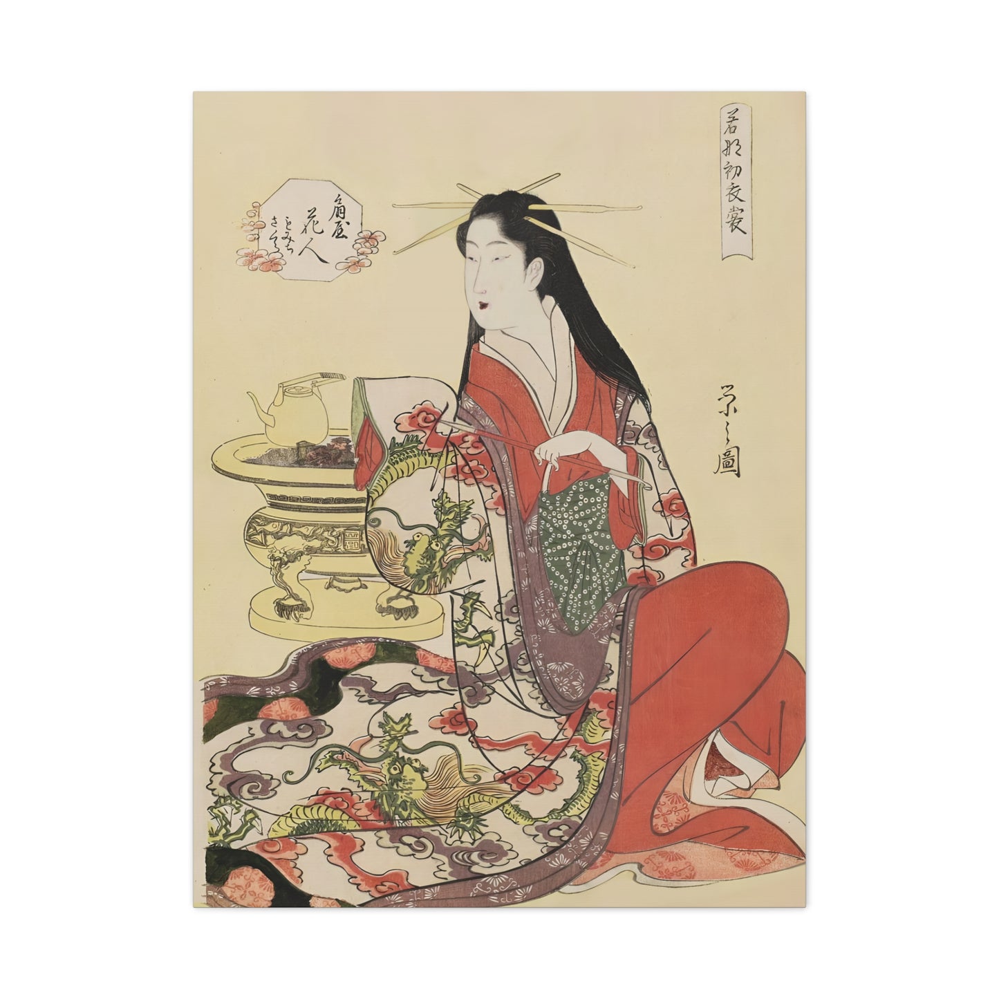 Ukiyo-e Art  - Hanabito of Ogiya • Hosoda Eishi • Traditional Japanese Art on high quality Canvas