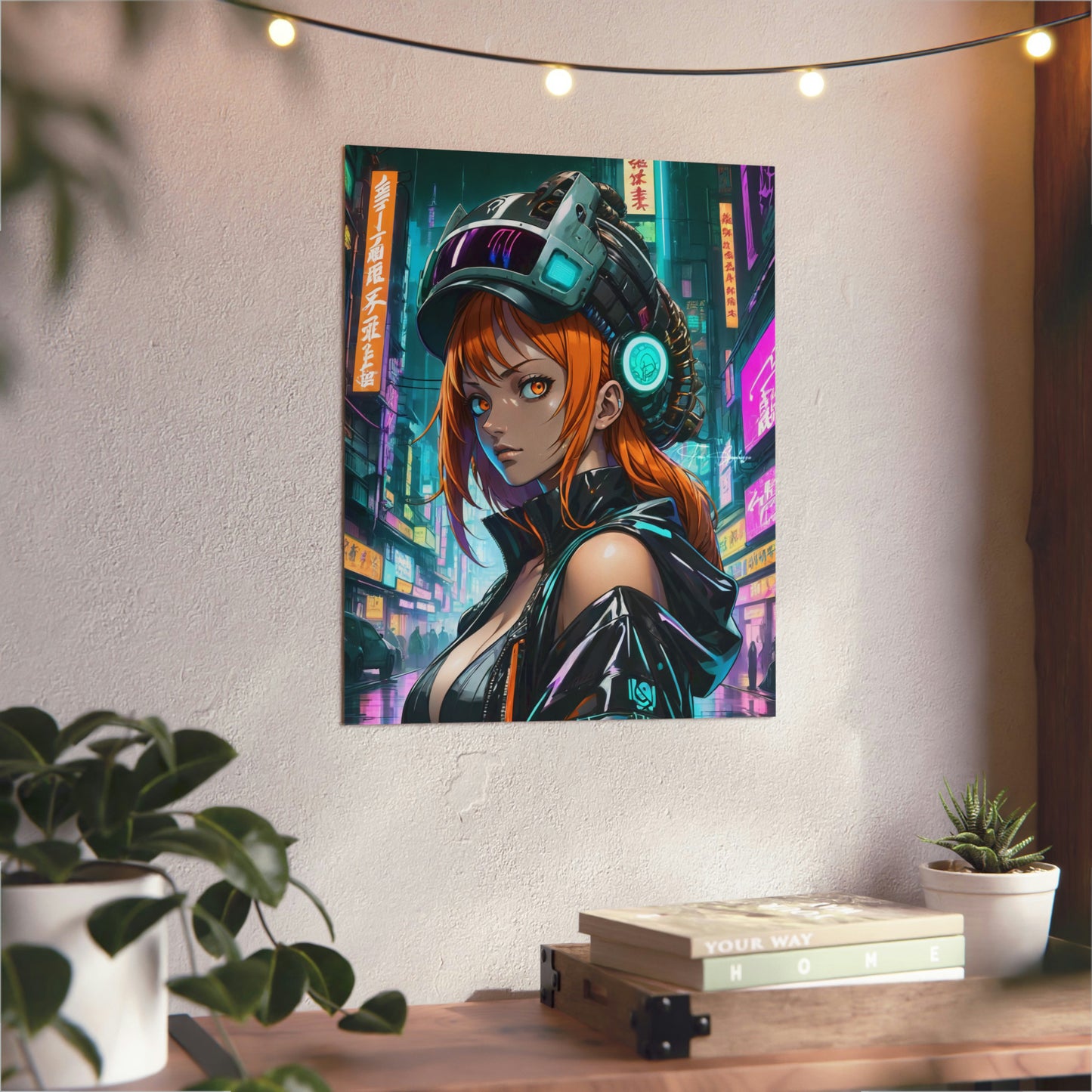 Cyberpunk Nami Portrait 🇩🇪 GER Shipping - Anime Art on Metal Poster