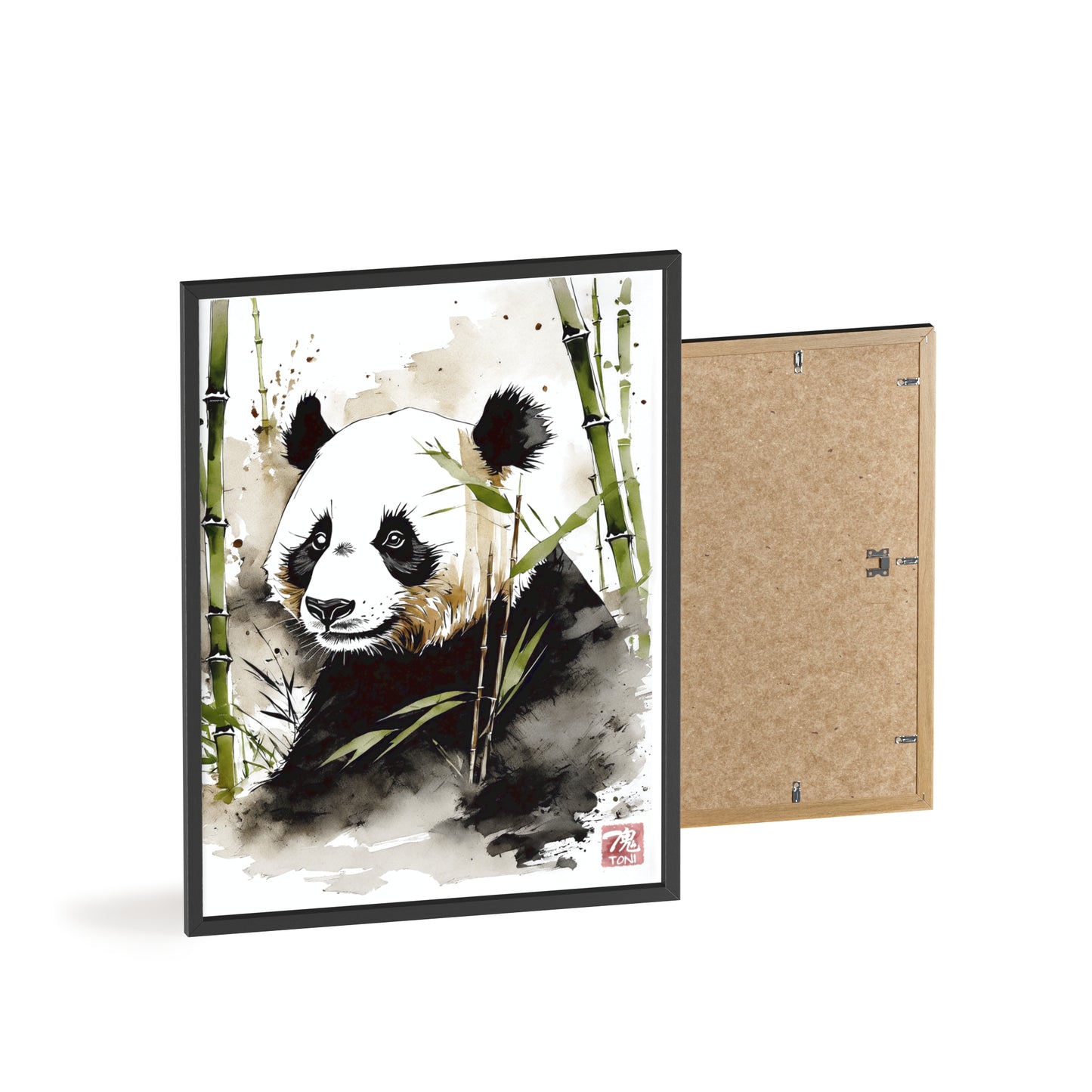 Sumi-e Art - Panda • Traditional Japanese Art • Framed