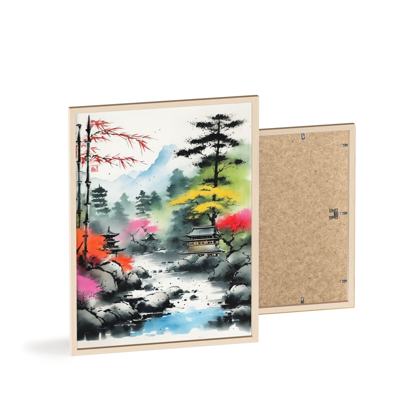 Sumi-e Art - Shambala Lake • Traditional Japanese Art • Framed