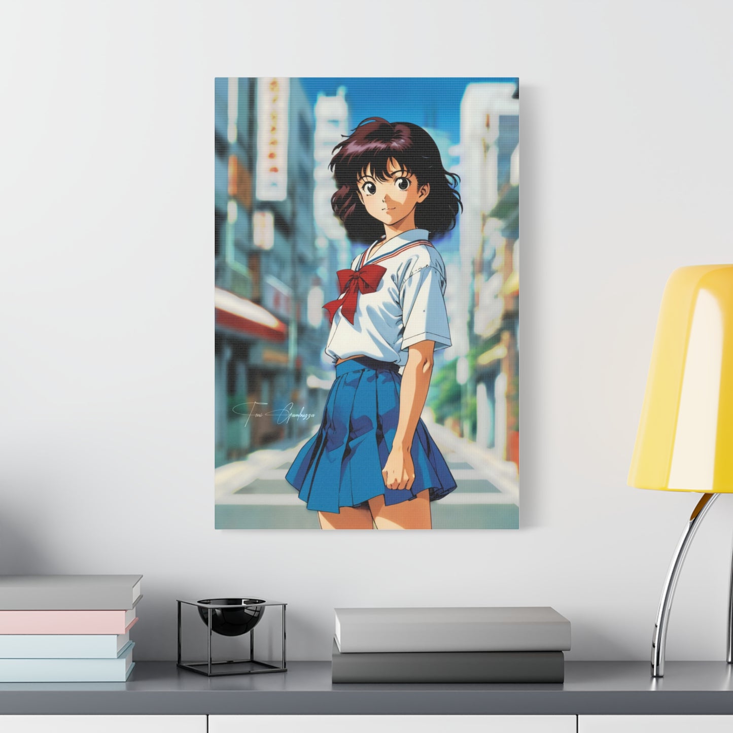 City Pop Collection - Flirty Schoolgirl • Anime Art on high quality Canvas