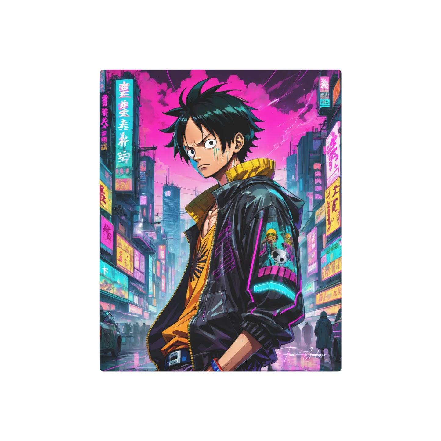 Cyberpunk Luffy 🇺🇸 US Shipping - Anime Art on Metal Poster