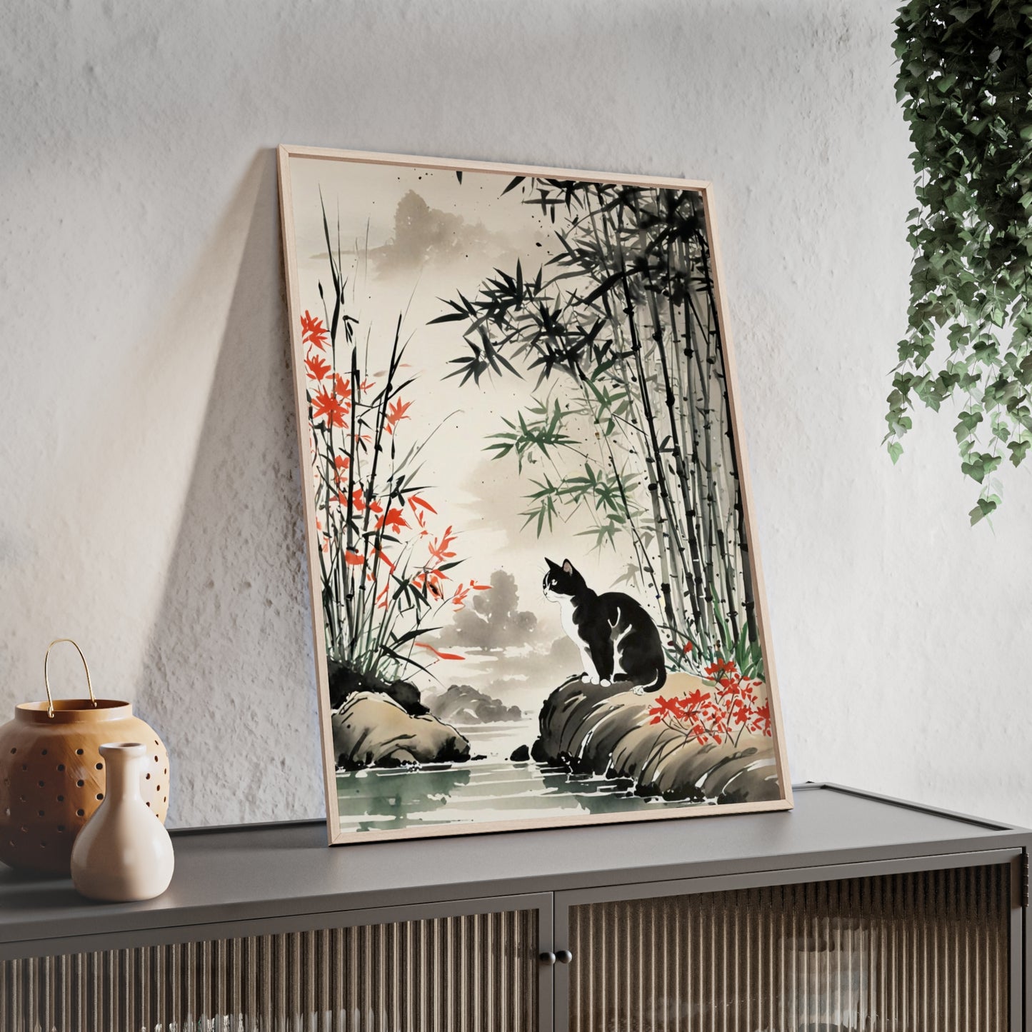 Sumi-e Art - Amidu • Traditional Japanese Art • Framed