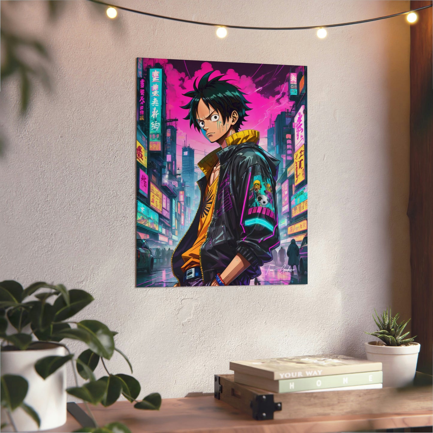 Cyberpunk Luffy 🇩🇪 GER Shipping - Anime Art on Metal Poster