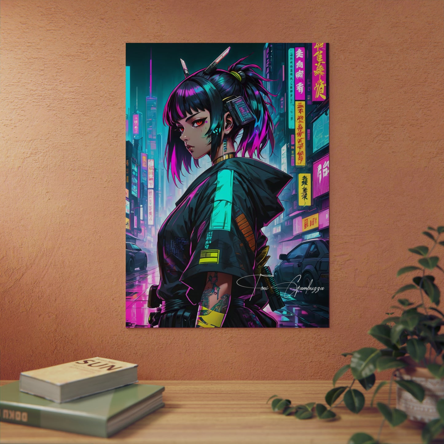 Cyberpunk Anime Girl 🇩🇪 GER Shipping - Anime Art on Metal Poster