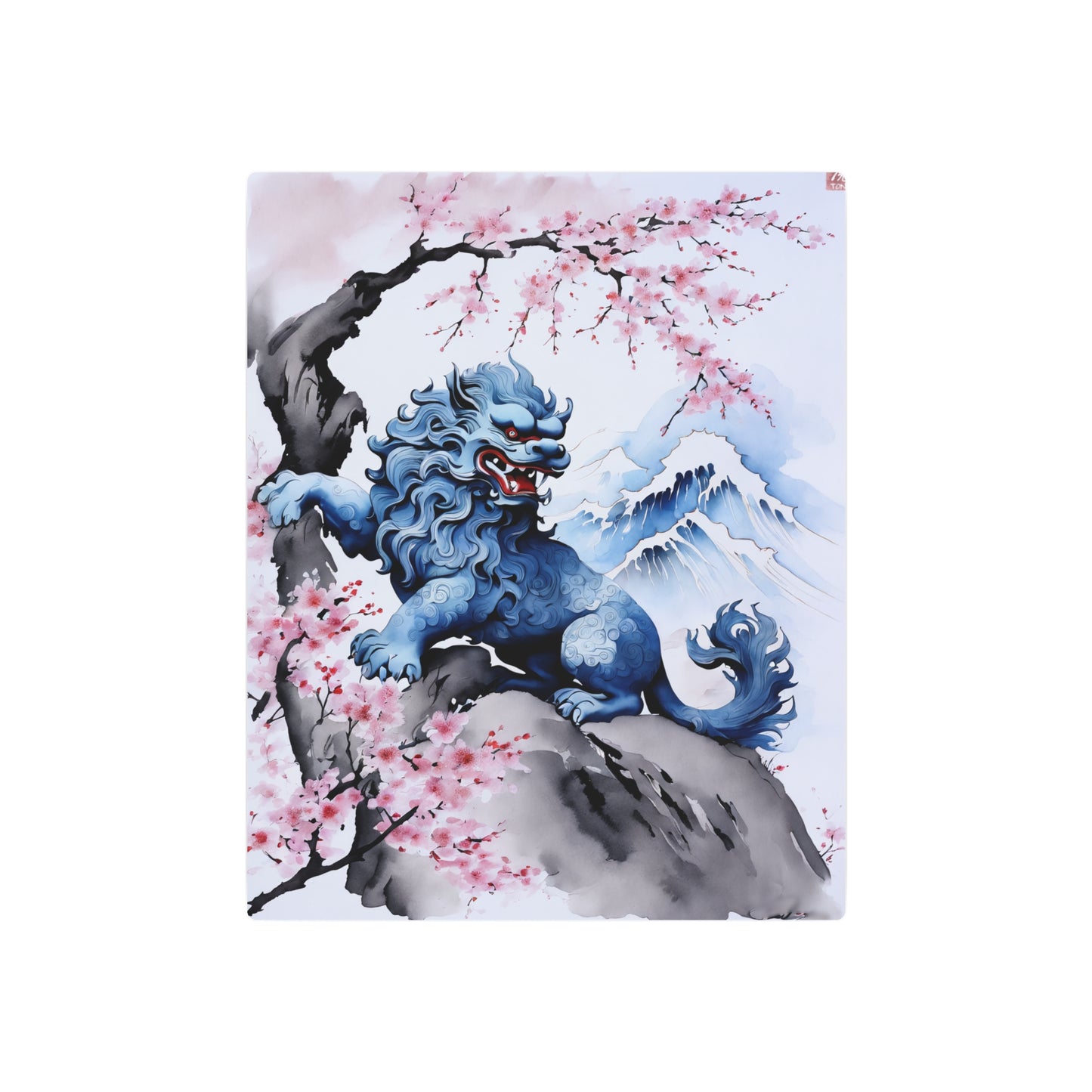 Sumi-e Art - Komainu 🇺🇸 US Shipping - Traditional Japanese Art on Metal Poster