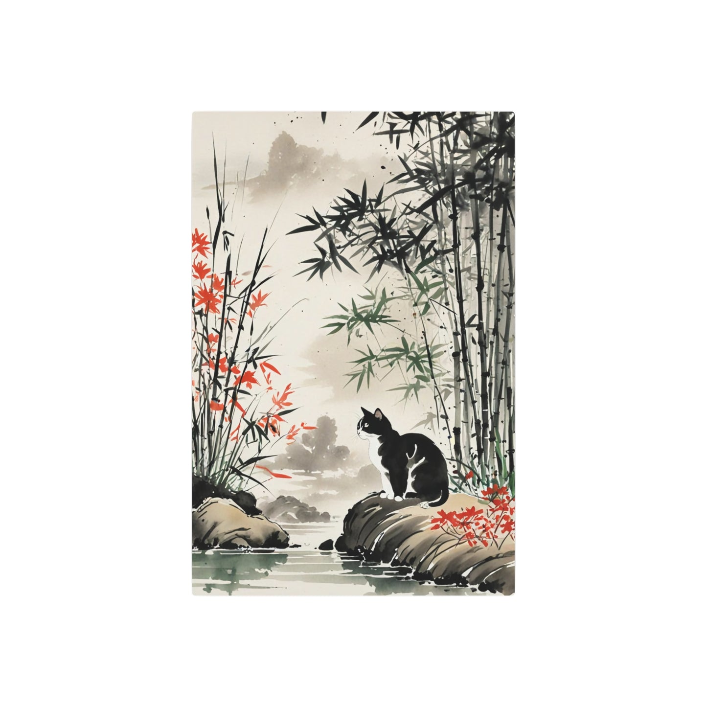 Sumi-e Art - Amidu 🇺🇸 US Shipping - Traditional Japanese Art on Metal Poster