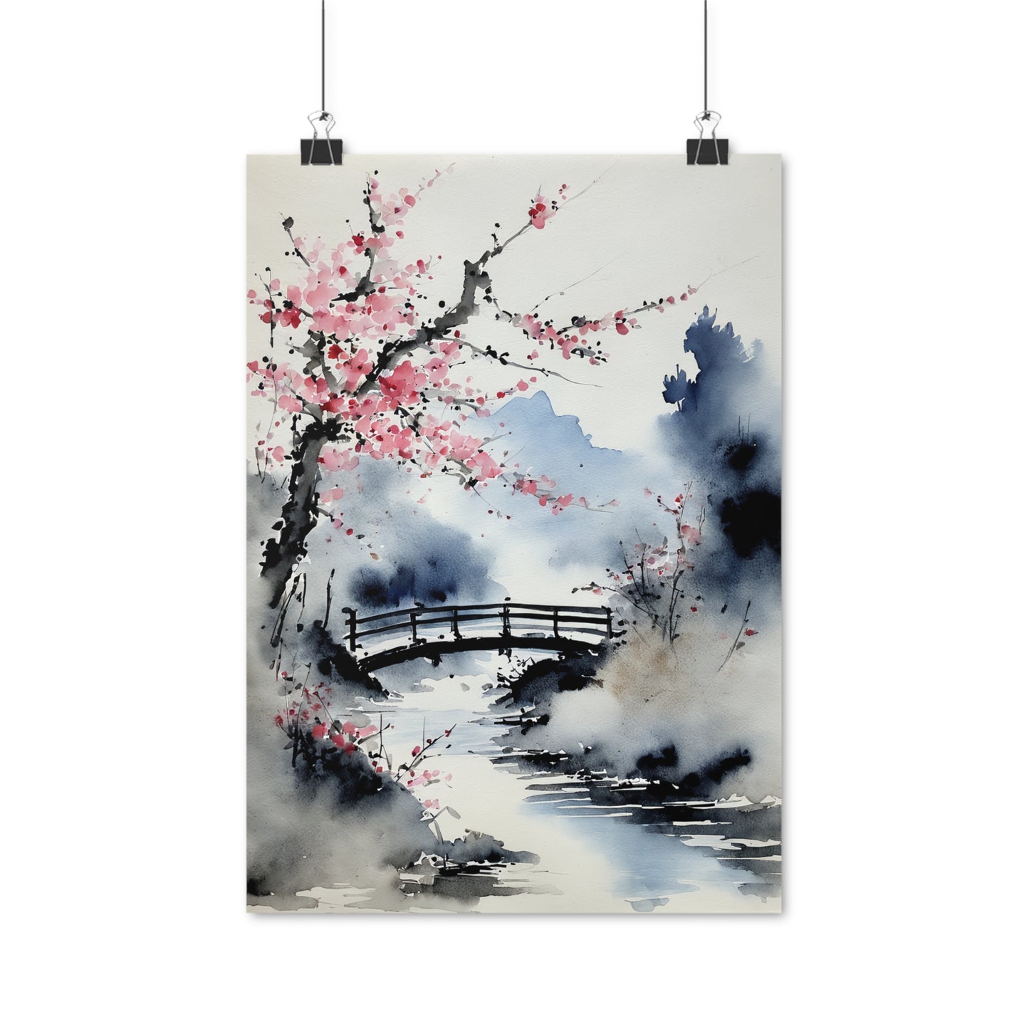 Sumi-e Art - The bridge • Traditional Japanese Art on high quality poster