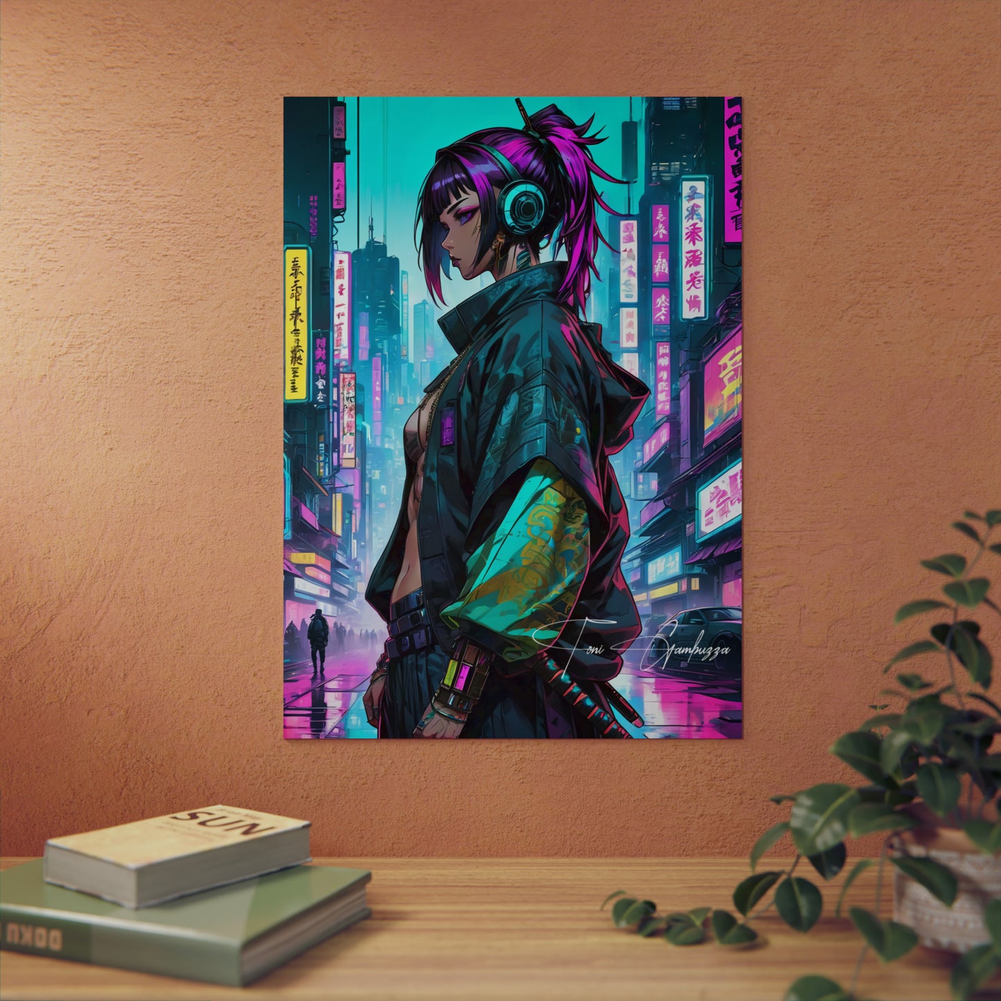 Cyberpunk Waifu 🇩🇪 GER Shipping - Anime Art on Metal Poster