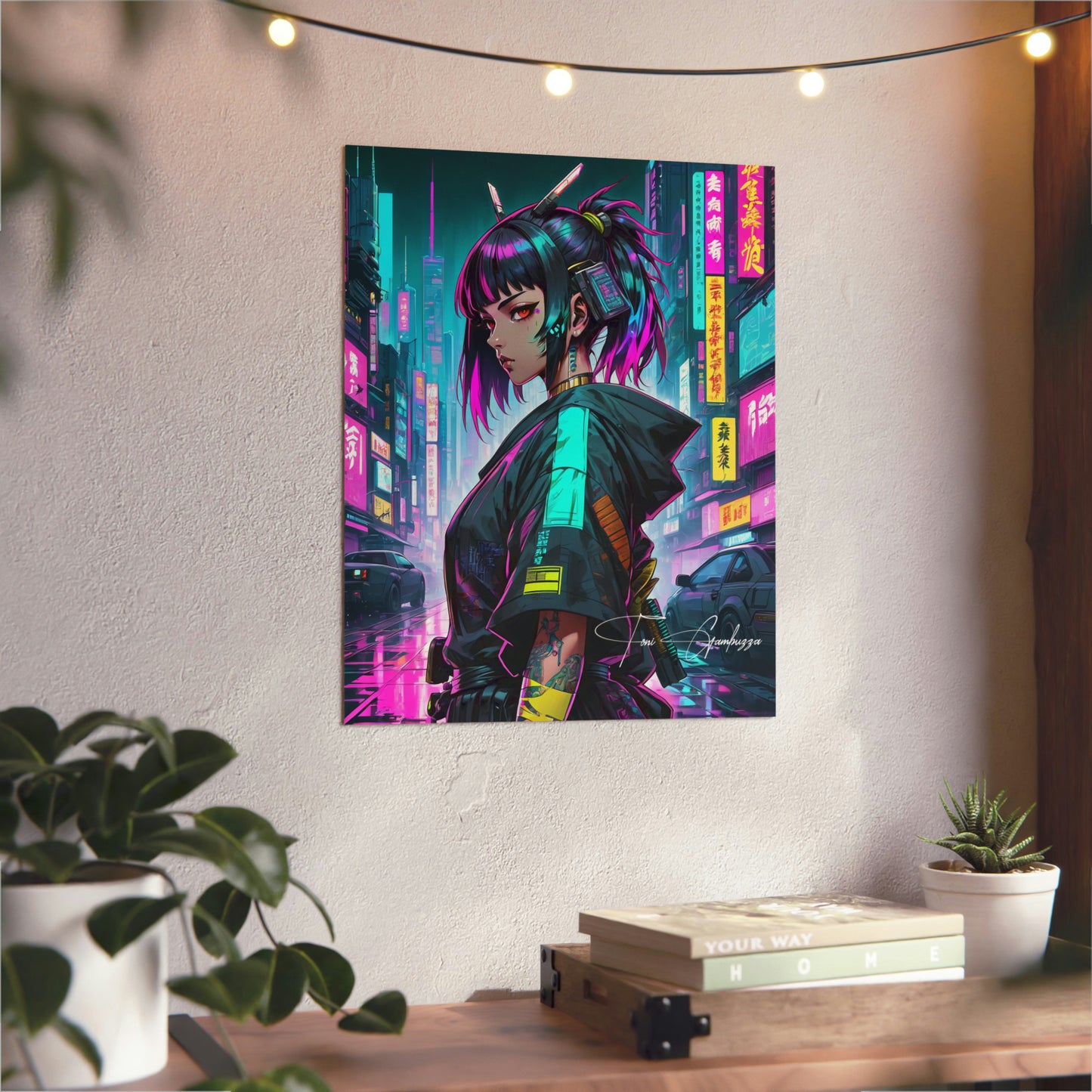 Cyberpunk Anime Girl 🇩🇪 GER Shipping - Anime Art on Metal Poster