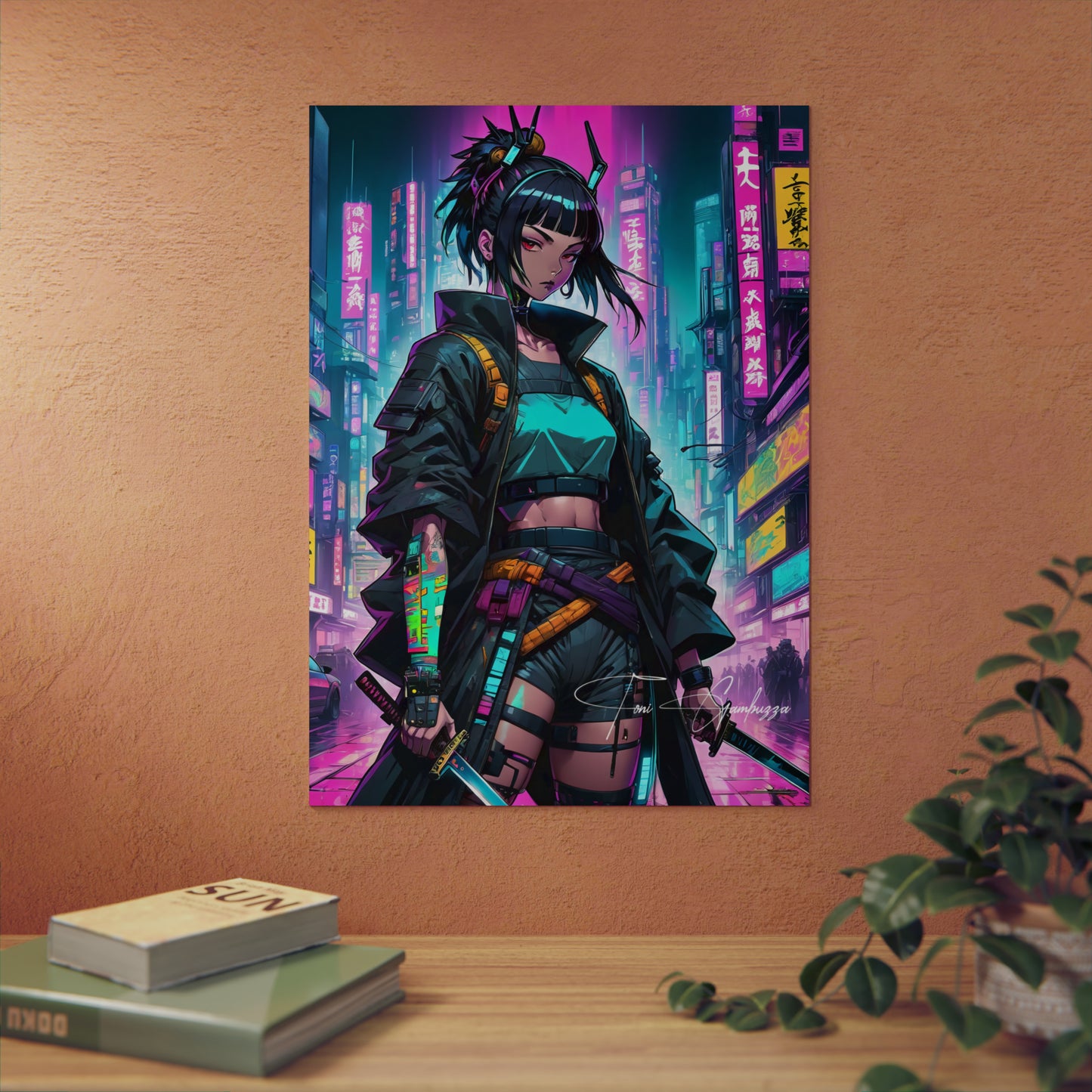 Cyberpunk Girl 🇩🇪 GER Shipping - Anime Art on Metal Poster