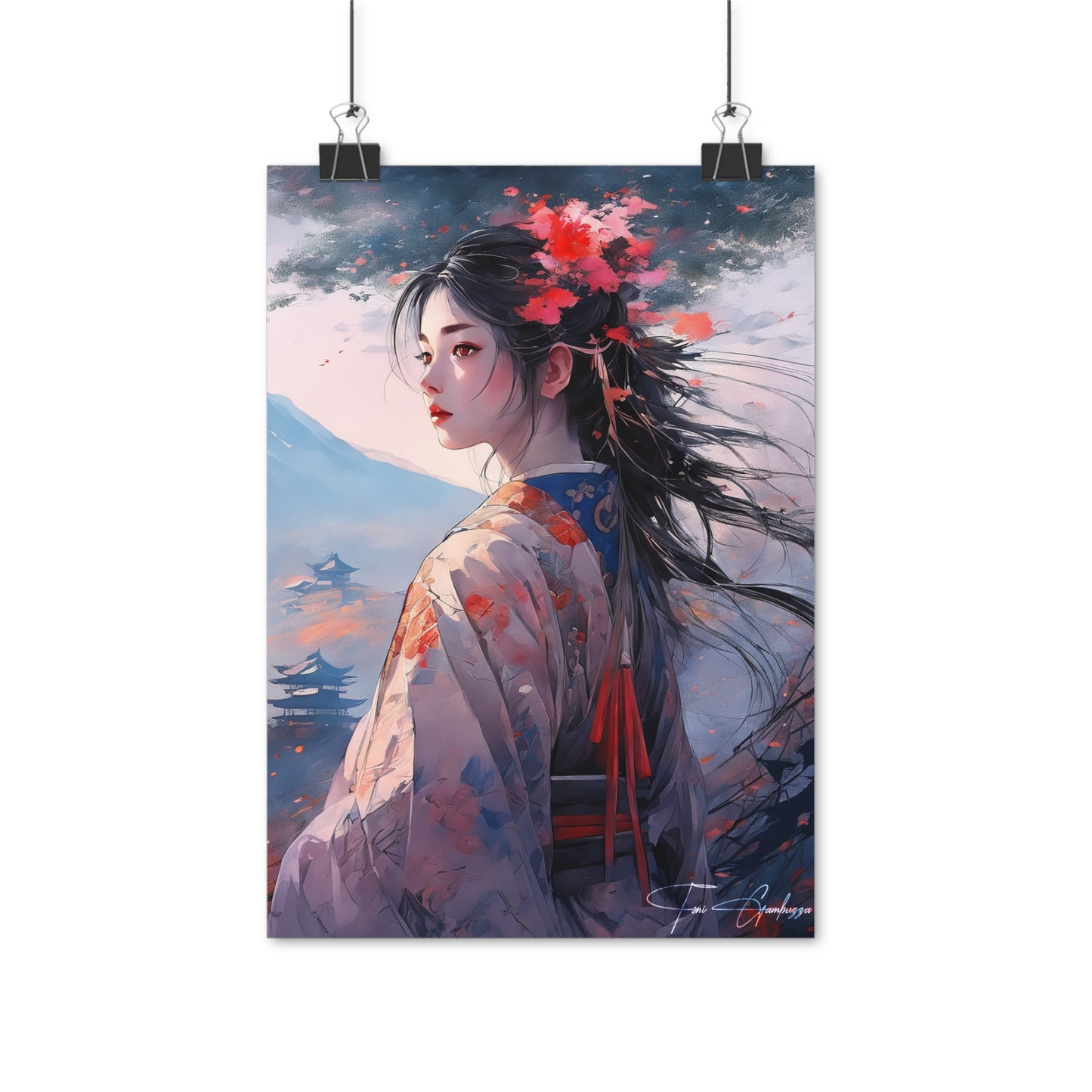 Lady of Tsushima - Anime Oil Painting on high quality poster