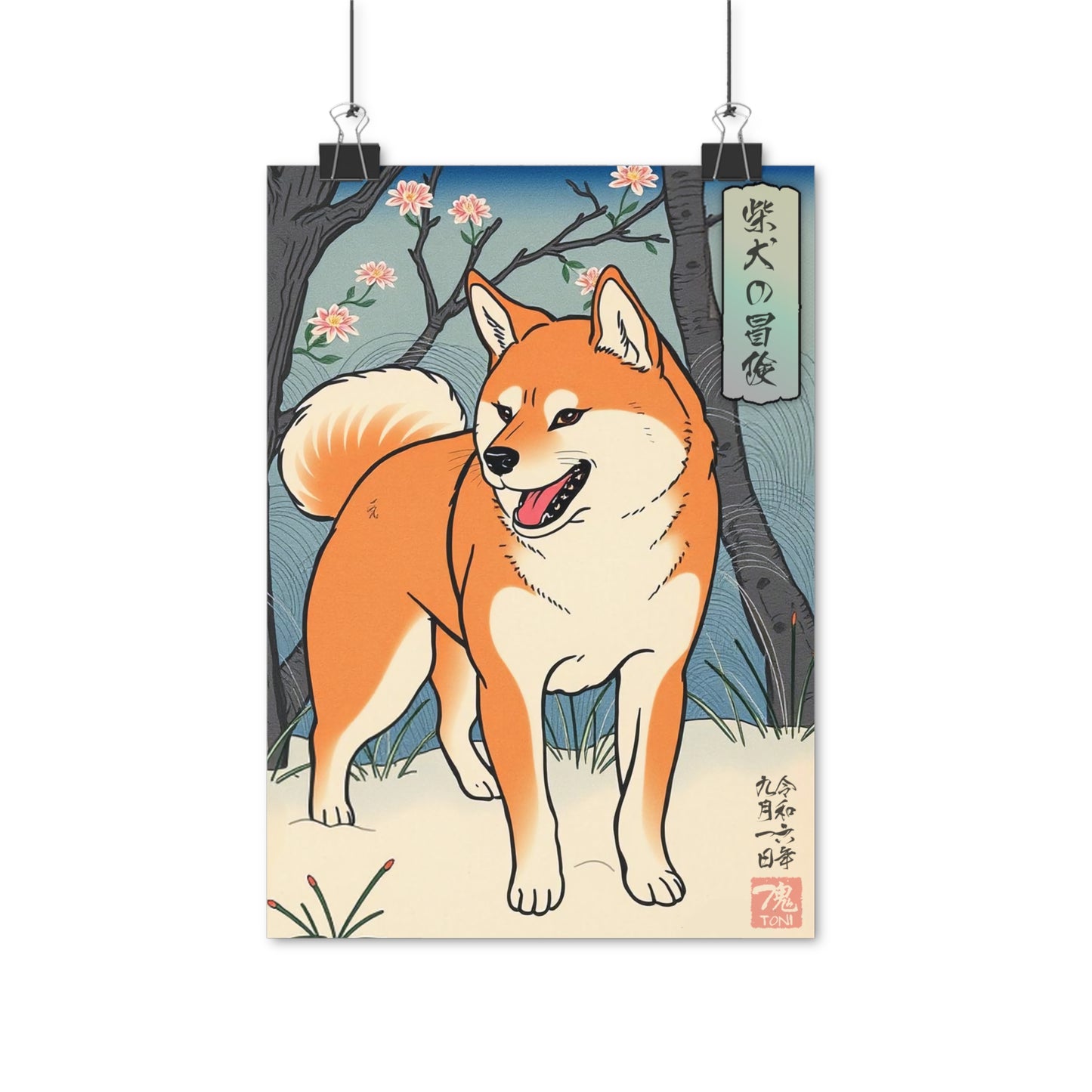 Ukiyo-e Art - Shiba Inus Adventure • Traditional Japanese Art on high quality poster