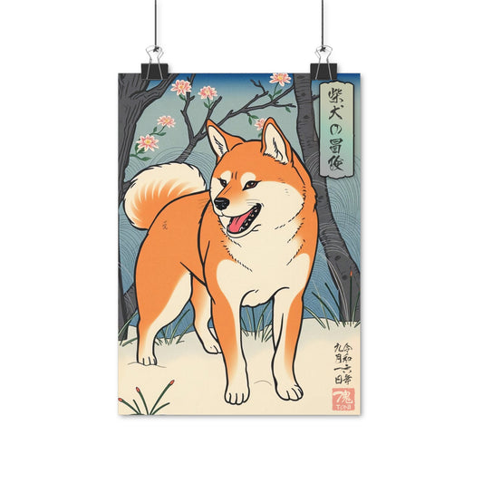 Ukiyo-e Art - Shiba Inus Adventure • Traditional Japanese Art on high quality poster